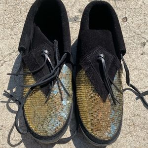 Figue NWT embellished desert moccasin black gold